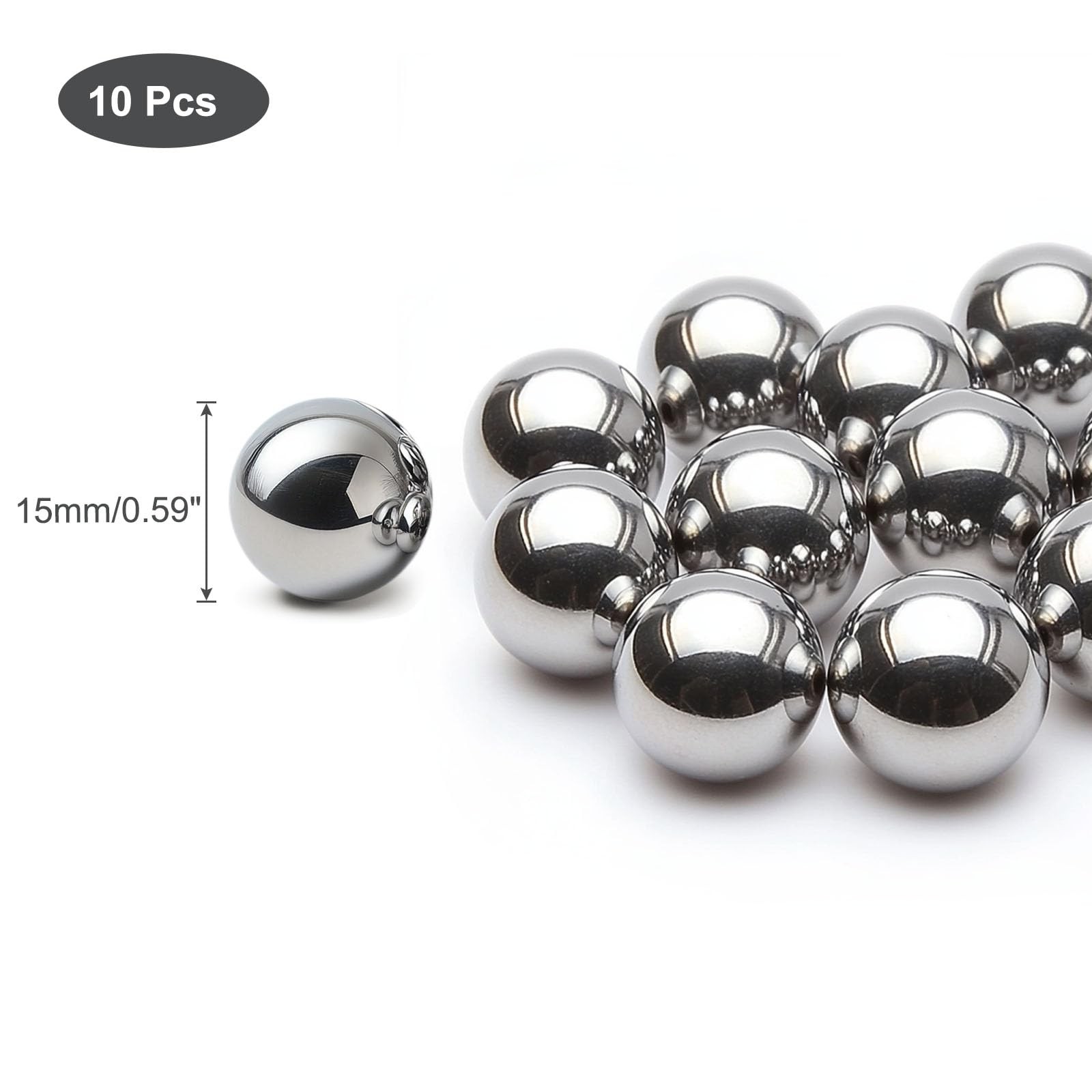 10pcs 15mm Bearing Balls 304 Stainless Steel G100 Precision Balls，15mm/apr.0….