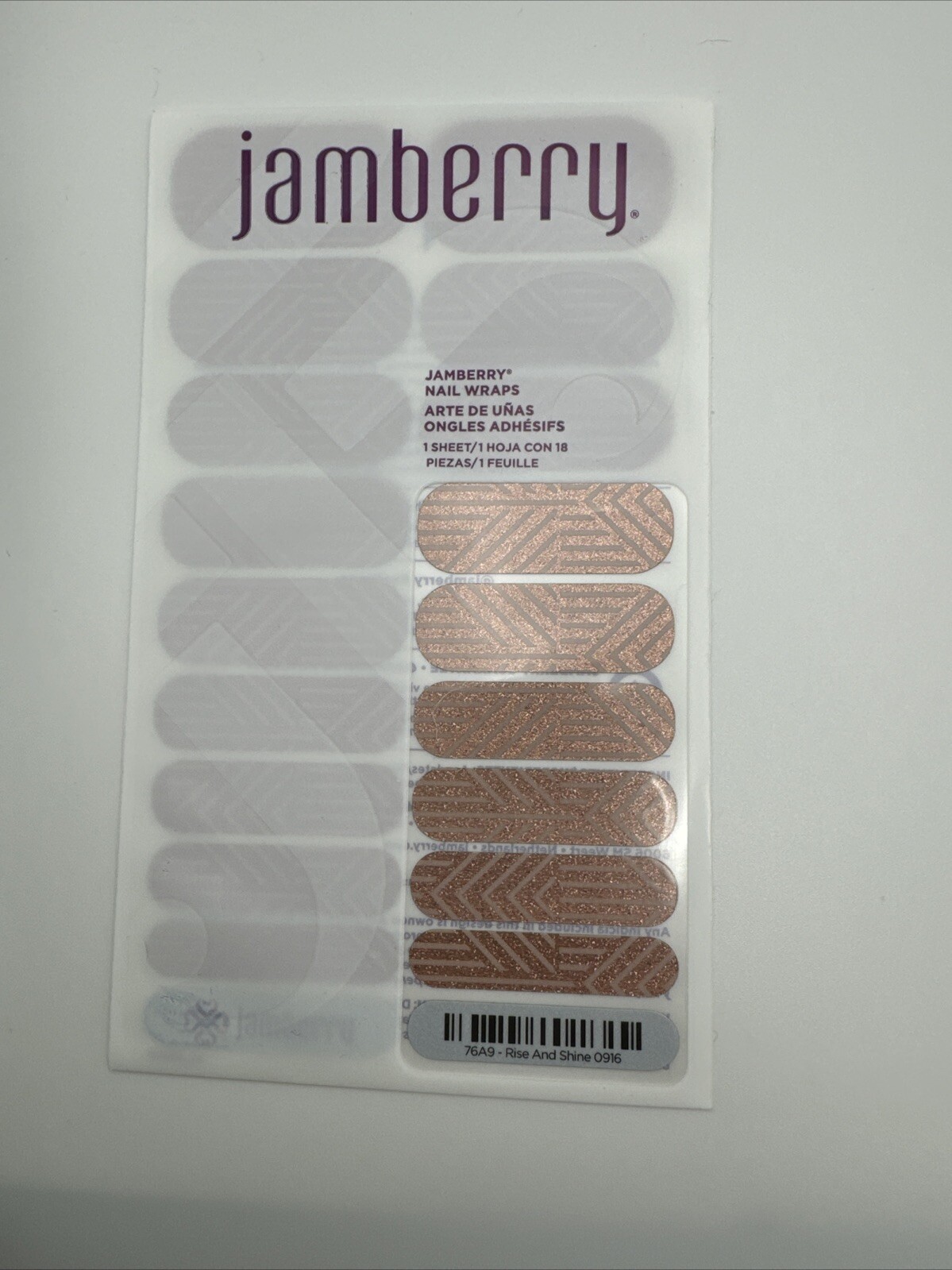 Jamberry Nail Wraps Rose and shine Full Sheet (pink Sparkle/glitter/stripe)