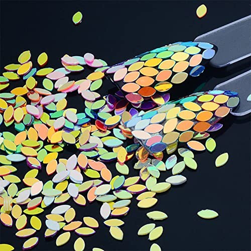 12 Colors Nail Art Glitter Sequins, 3D Sparkly Leaf Shape Nail Leaf Flakes