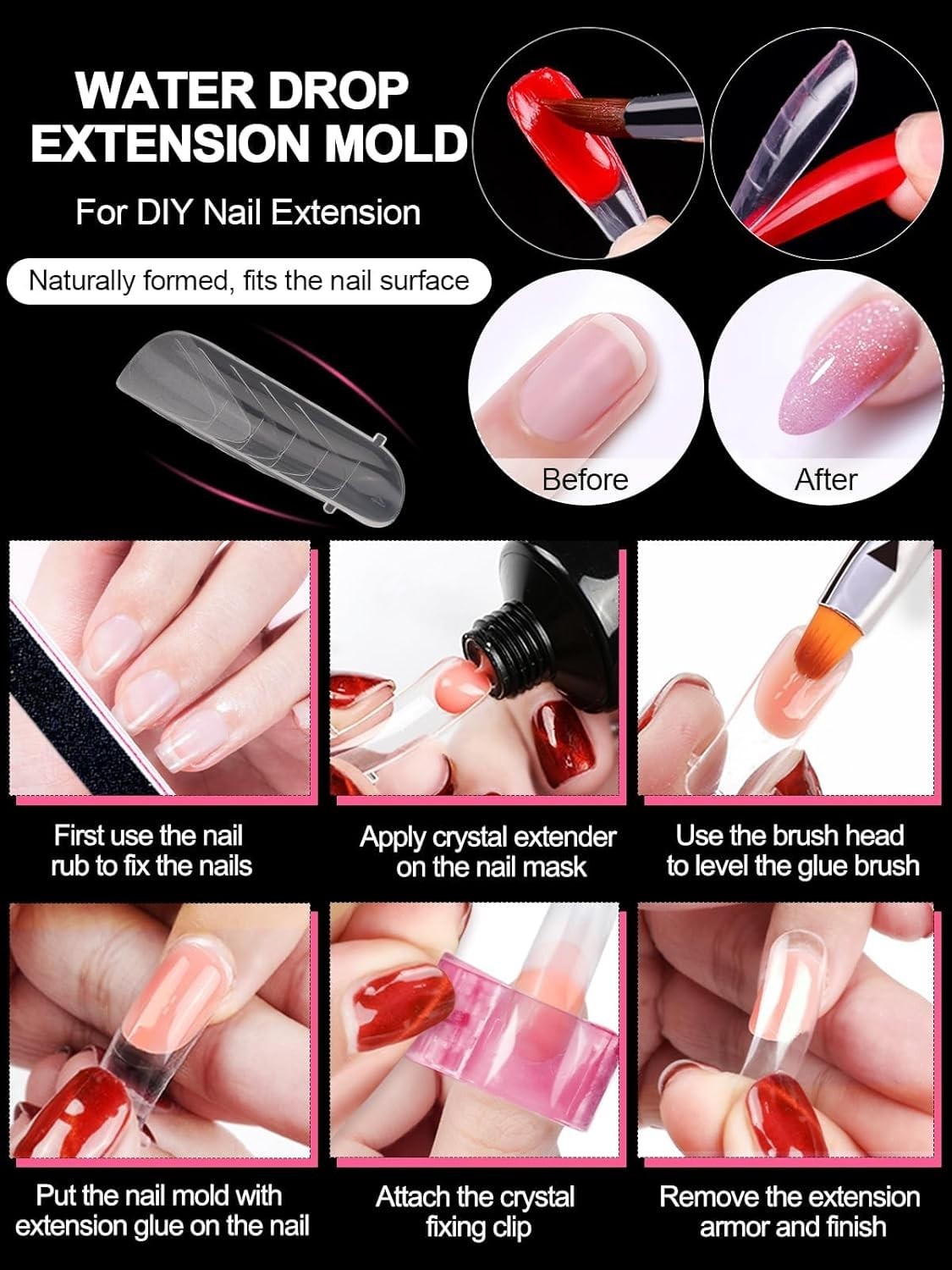 96PCS Clear Matte Dual Nail Forms Kit Full Cover Nail Mold Tips Acrylic Nail …