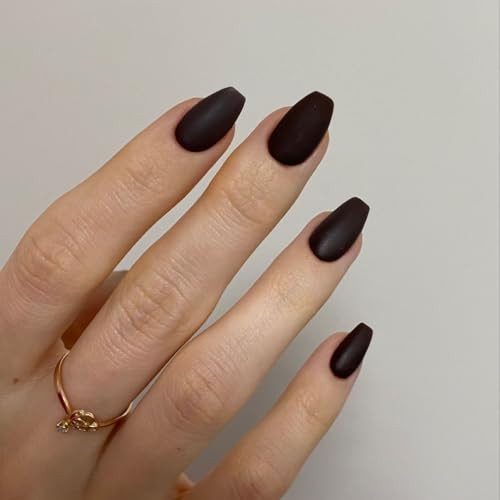 Matte Black Short Coffin Press on Nails Medium Coffin Nails coffin mat black
