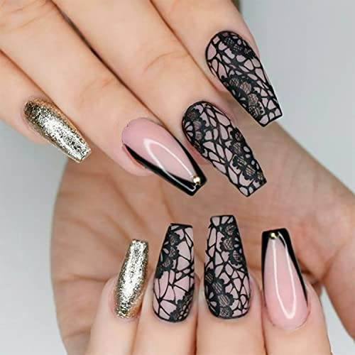 Lace Nail Foil Transfer Stickers Black Lace Nail Foils Decals Nail Art