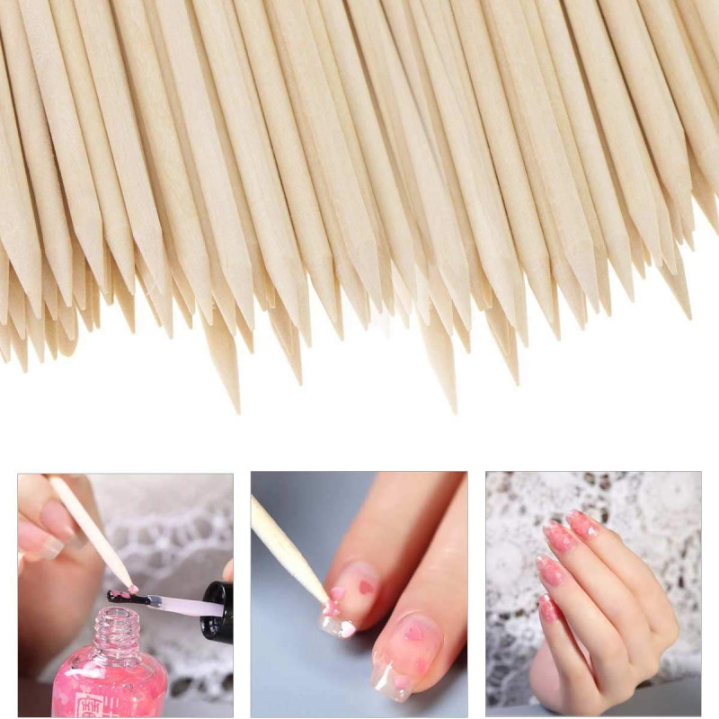 Cuticle Pusher Removal Wood Sticks Set: 50/100Pcs, 4 Sizes