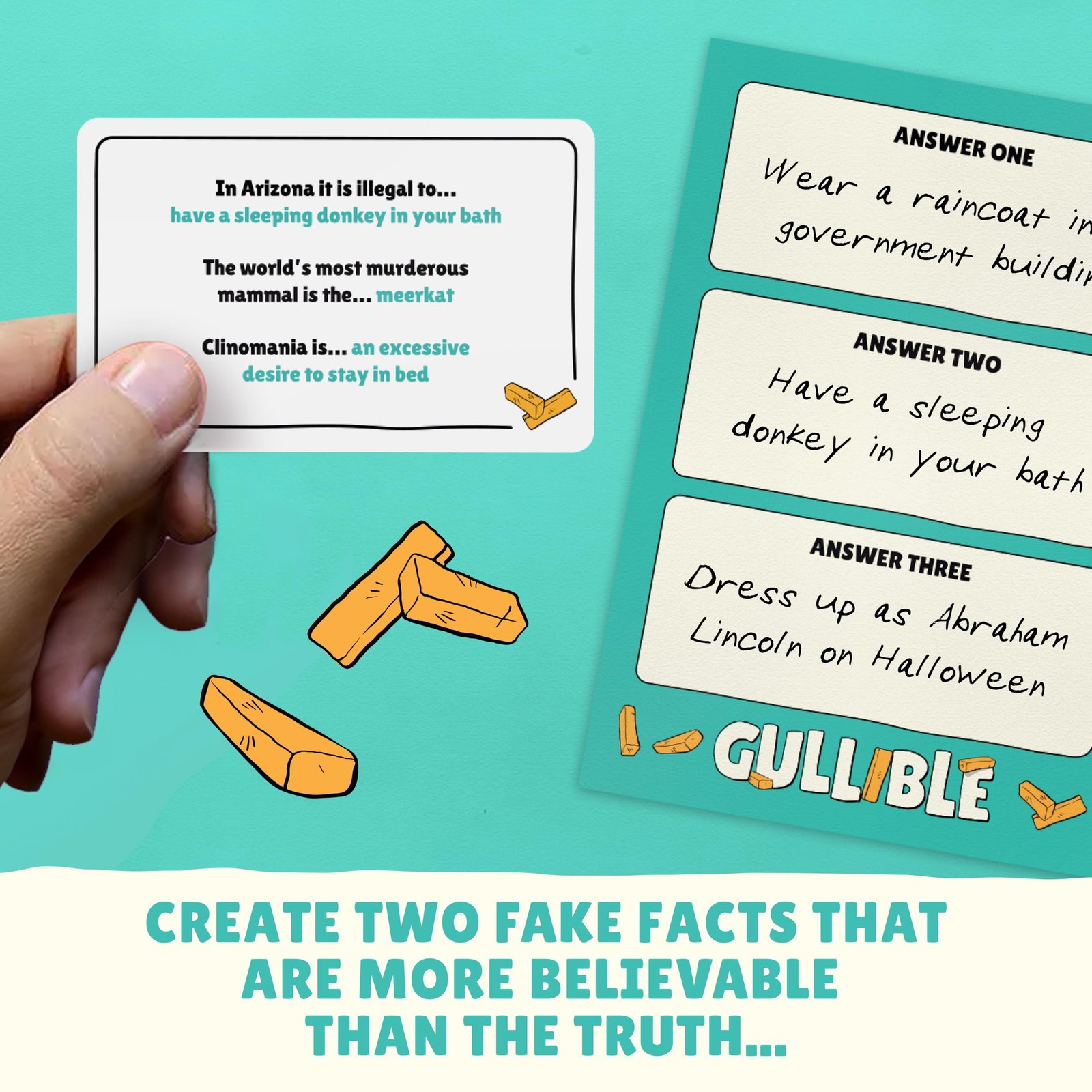 Gullible: The Hilarious Team Game of Creativity, Bluffing Medium, Multicolor