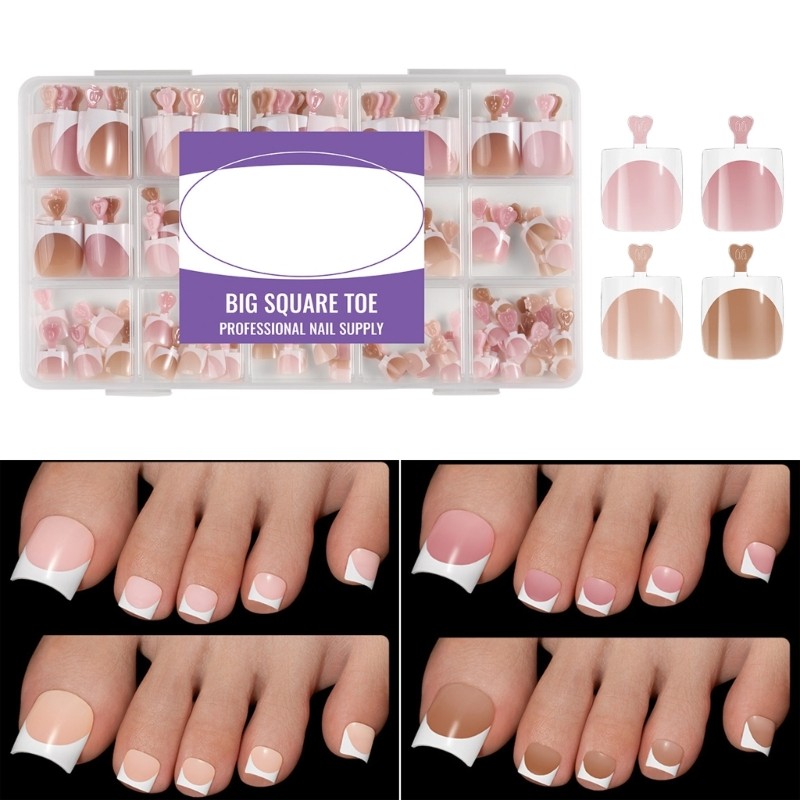 160pcs/128pcs Thin Fake Toe Nail Natural Look Light ABS Press on Toenails