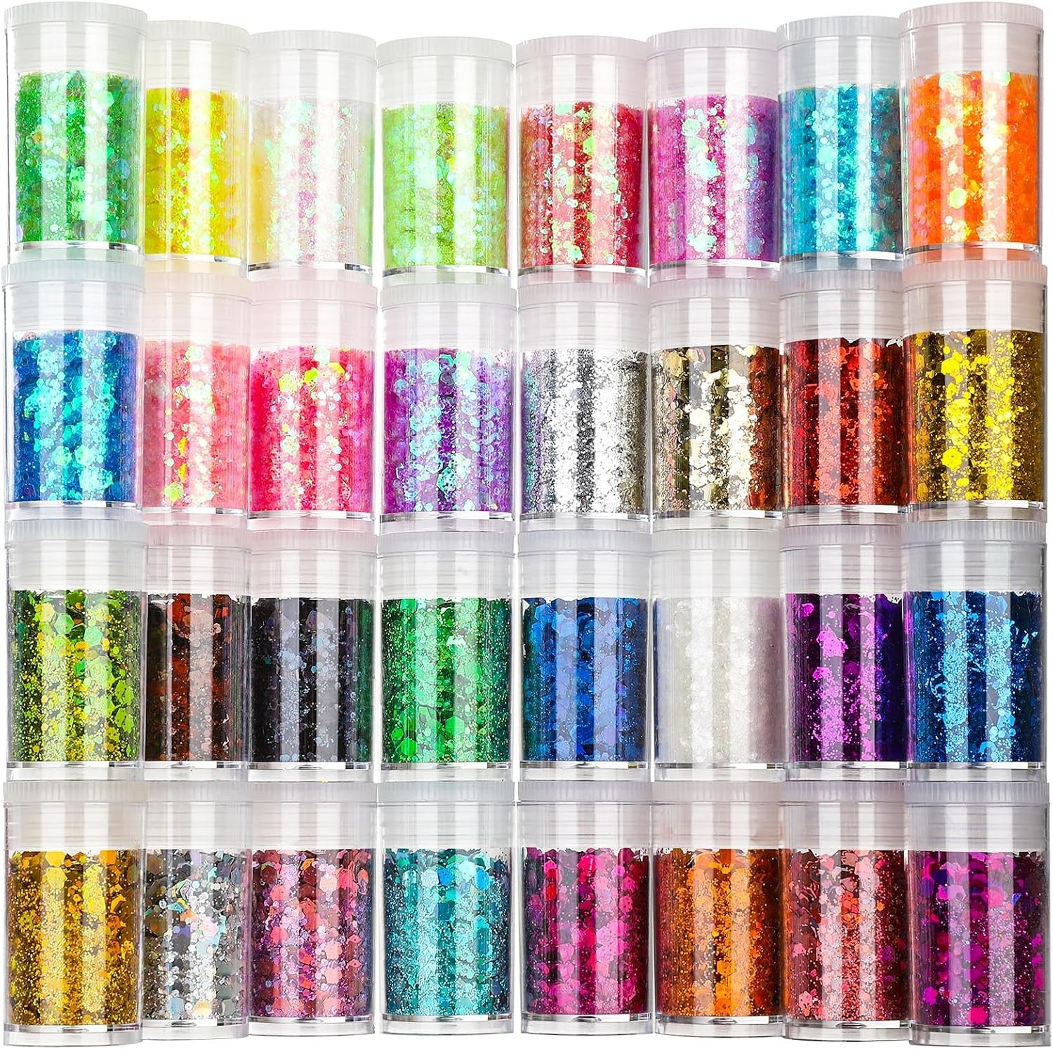32-Pack Iridescent Glitter Flakes – Perfect for Festivals & Creative Projects