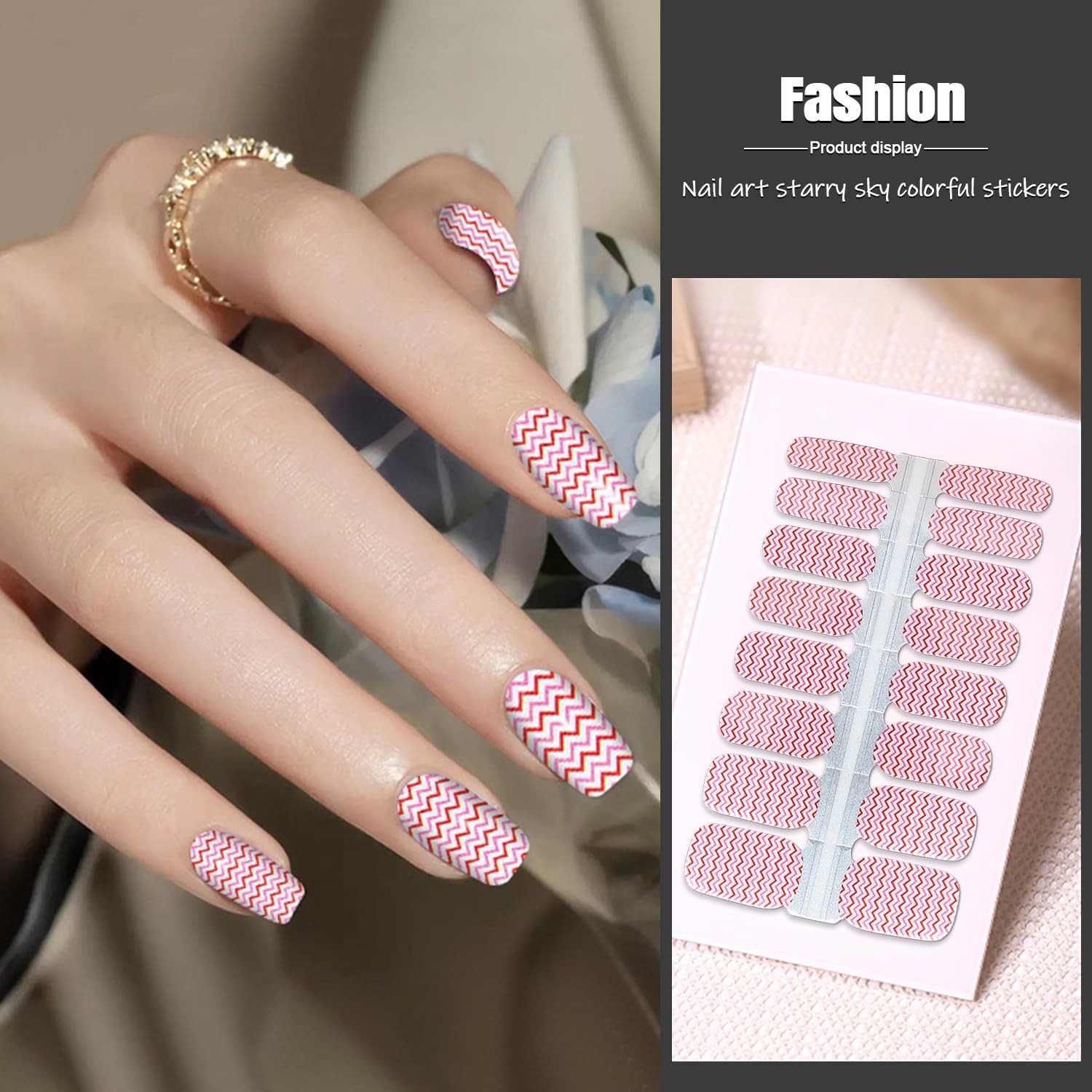 5 Sheets Red Nail Wraps for Women Valentine’s Day Nail Polish Strips Gel Nail…