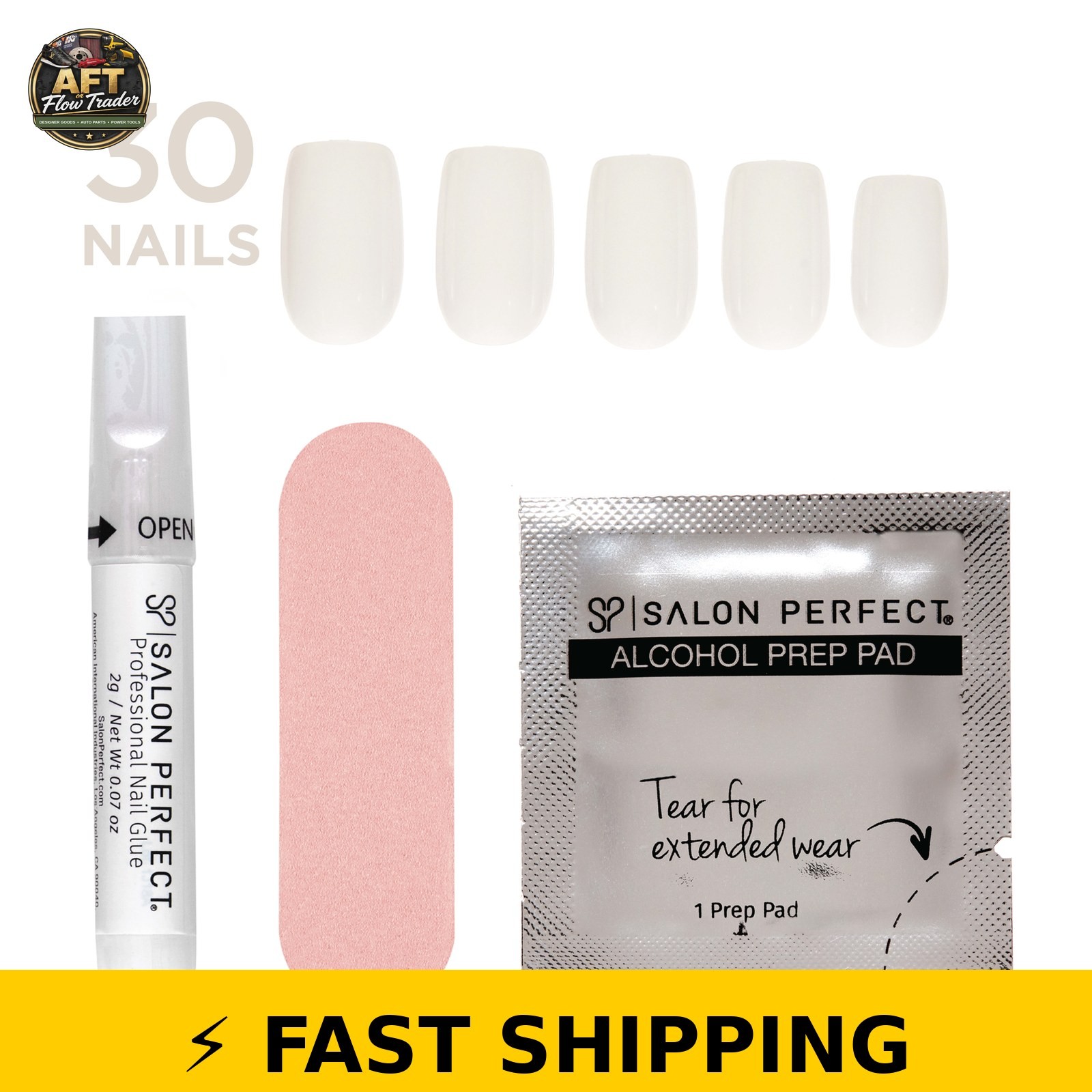 Salon Perfect Short Square Press On Nails – 450 Milky White