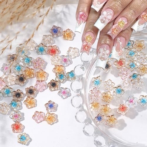 56Pcs Colorful Flower Nail Charms Clear Colour Crystal Nail Charms for w-7