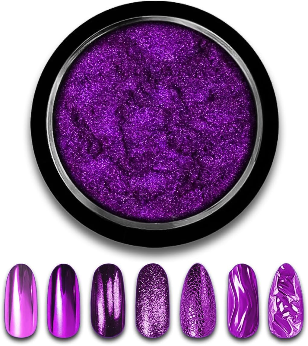 Blue Chrome Nail Powder Mirror Effect Metallic Dust Holographic Glitter Glazed M
