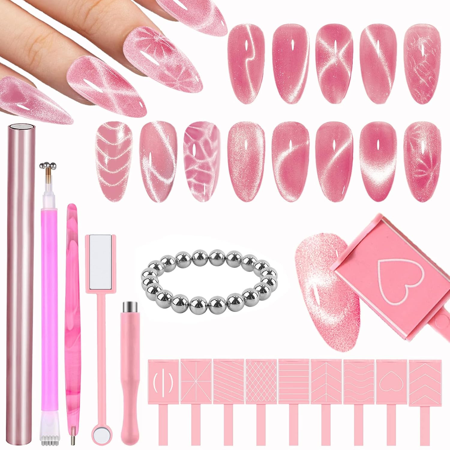 Cat Eye Nail Magnet Tool, 34Pcs Cat Eye Magnet for Nails, Strong Magnetic Gel Na