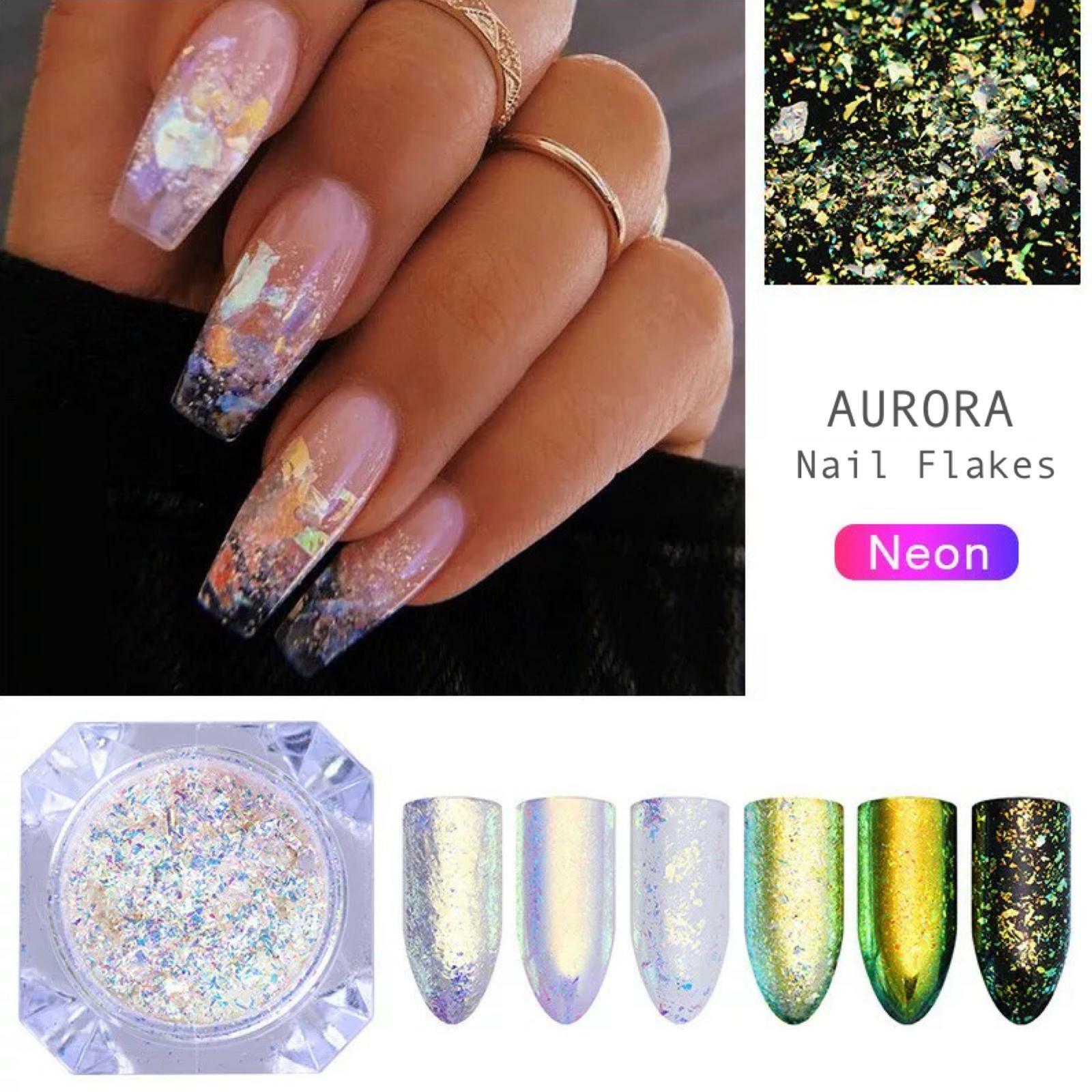 AURORA CHAMELEON FLAKES NAIL POWDER AB Unicorn MIRROR Effect RAINBOW Nails (AF5)