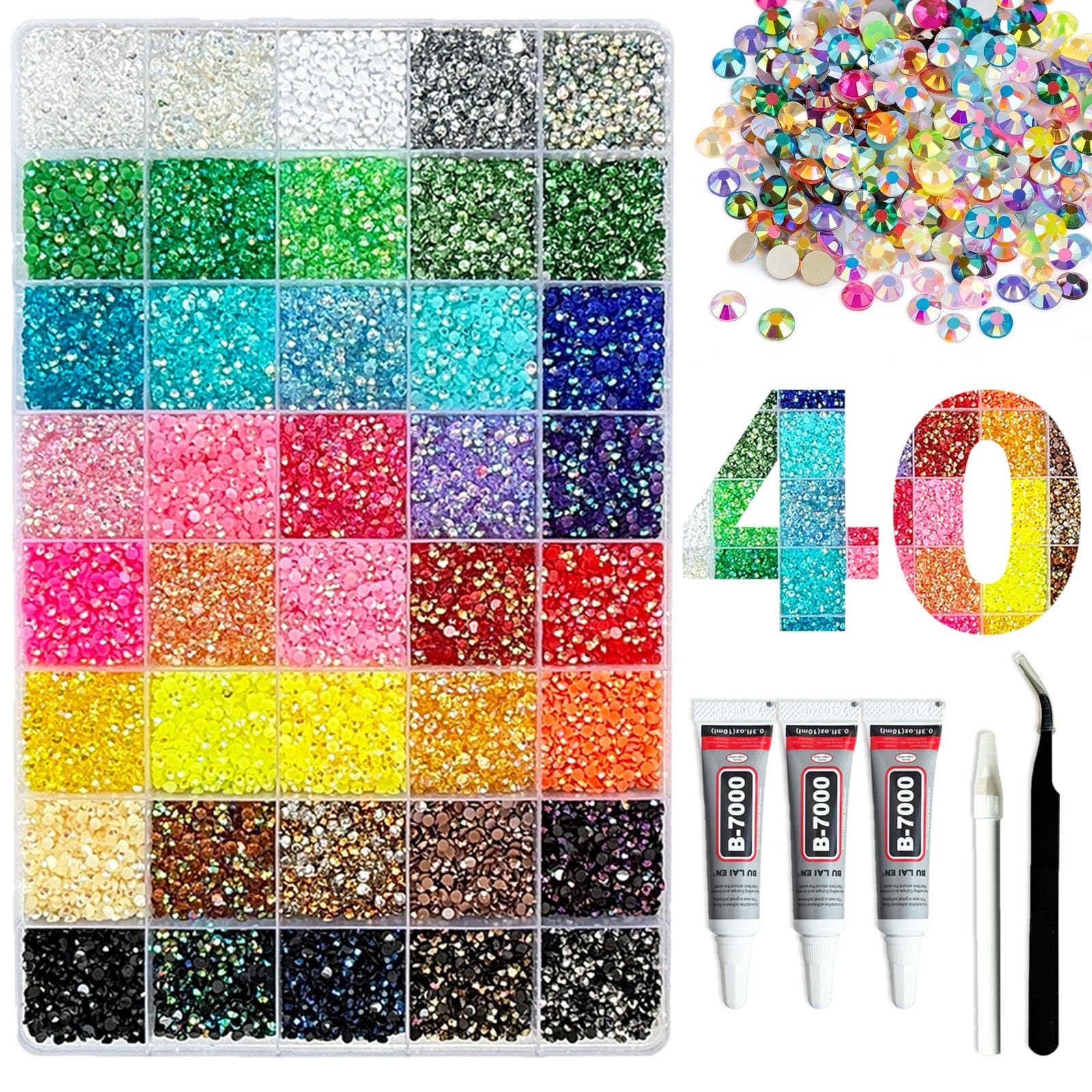 50000+Pcs Resin Jelly Rhinestones for Bedazzling,40 Colors 3mm Flatback Gems …