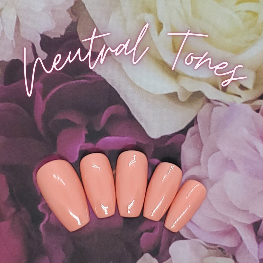 #11 Peach Pink Nude Press On Nails | Handmade | Hard Gel Glue On Nails