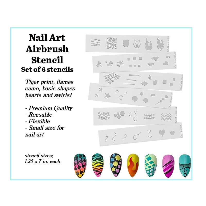 Airbrush Nail Art Design Stencil Strips SS3/SS5/SS9 Combo Pack-Set of 3 Stencils