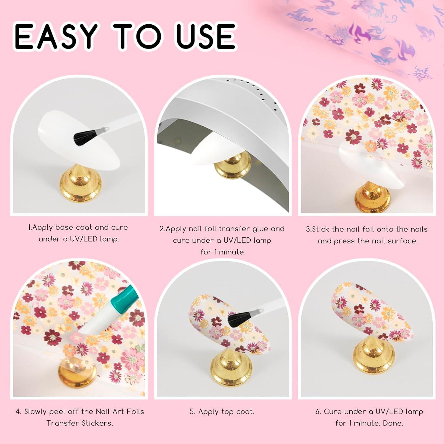 300 Sheets Nail Foils Transfer Nail Art Stickers Solid Flower Holographic Laser
