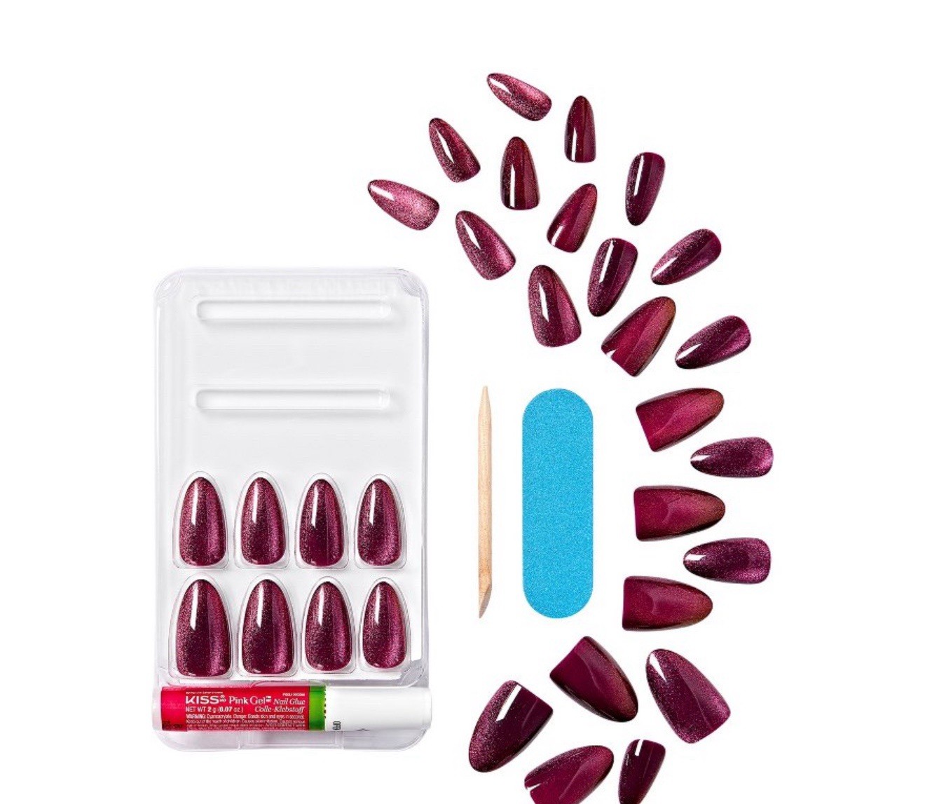 KISS Press-On Nails Gel Fantasy Magnetic Velvet & Bare But Better Ombre TruNude