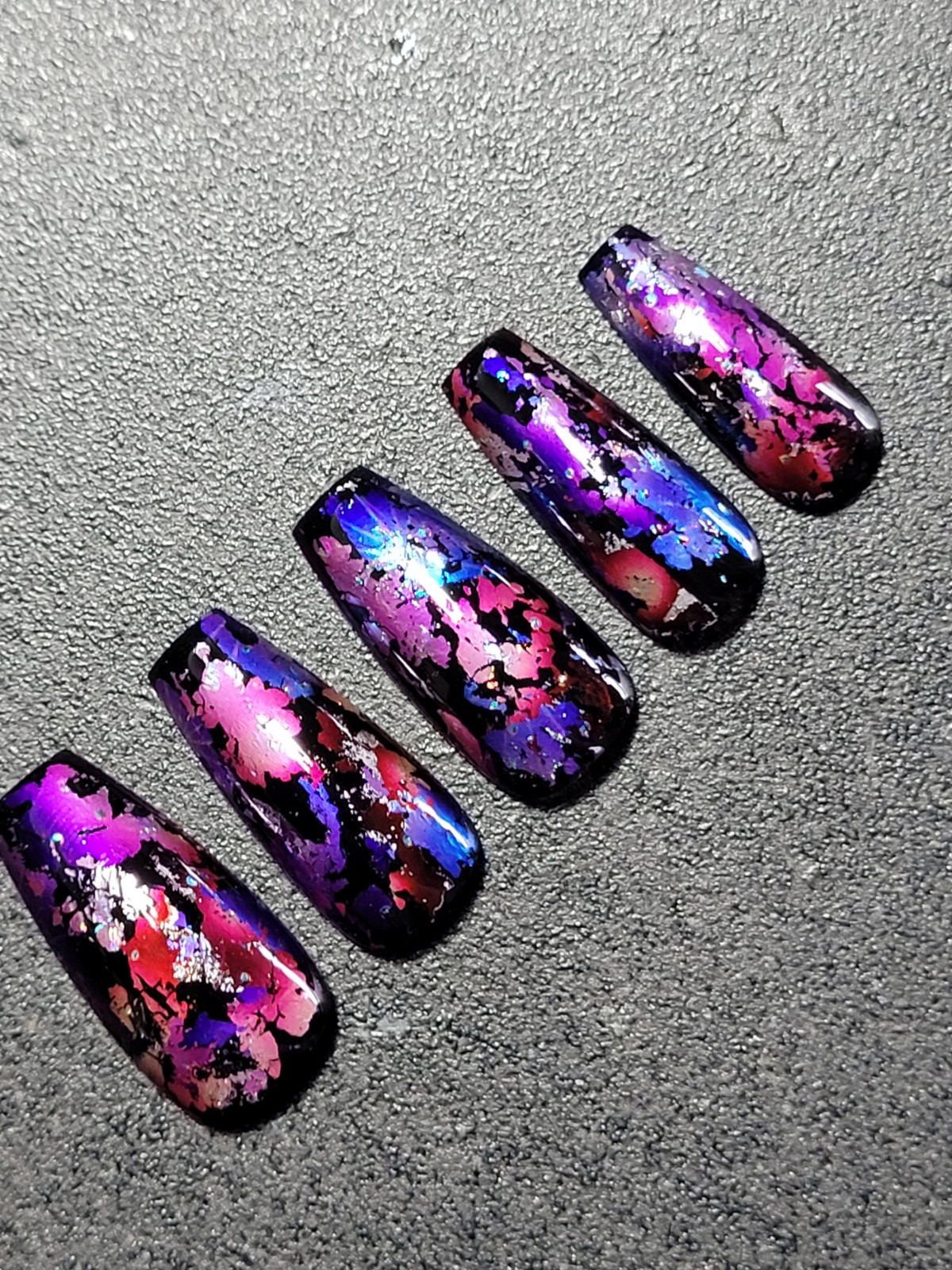 Custom Gel Press on Nails fake nails Handmade 10 pc set MEDIUM Pink Red Purple