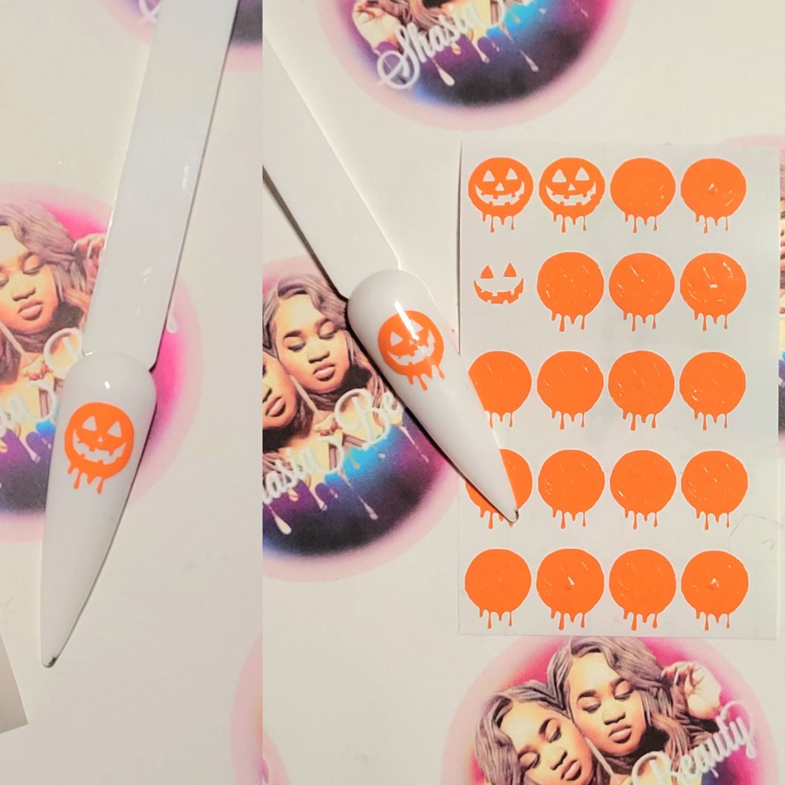 Drippy Pumpkin Halloween Nail Stickers