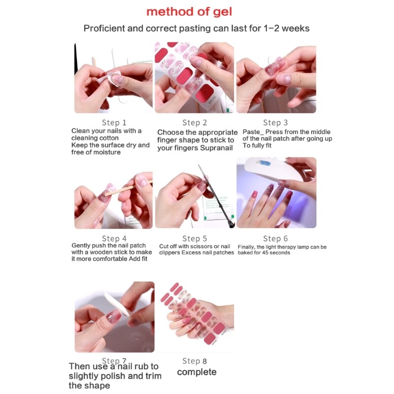 Semi Cures Gels Nail Strips Full Sticker Polishing Nail Wraps for Women