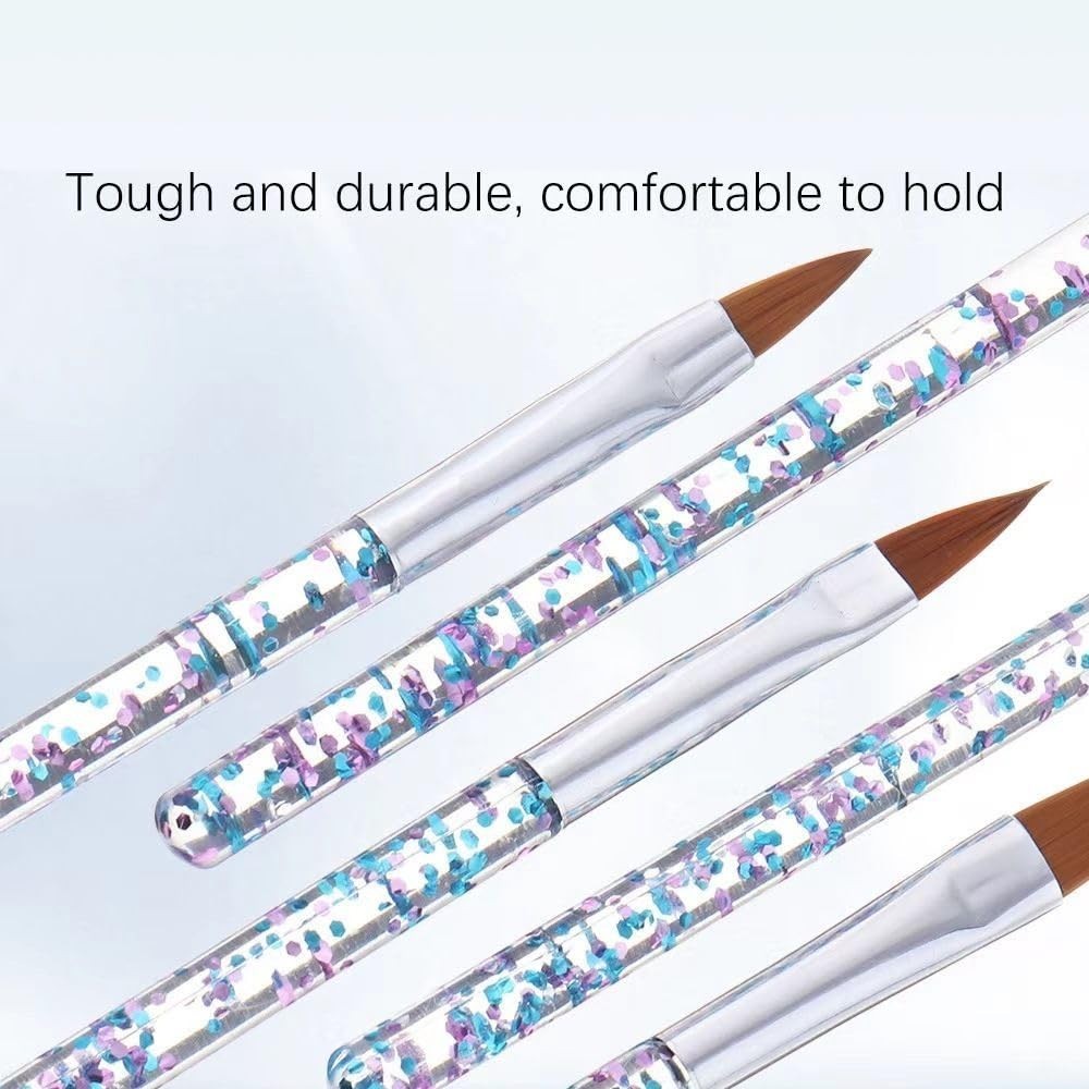 14-Piece Nail Art Brush Set – Mixed Black & Blue – Gel, Detail, Builder Brushes