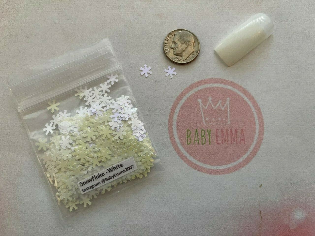 Winter Snow White Snowflake shape Glitter(Silver)6mm Nail Art Face Craft-1tsp-US