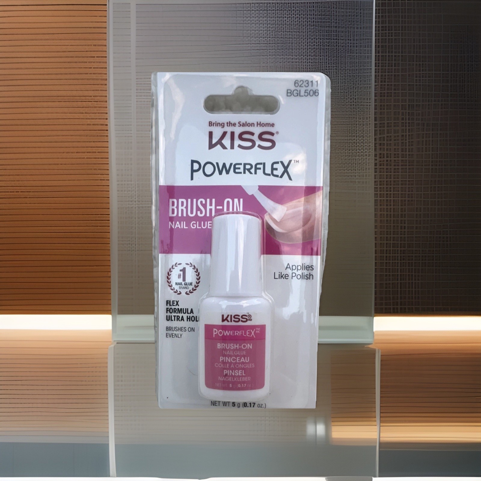 Kiss PowerFlex Brush-On Nail Glue Clear Ultra Hold Flex Formula BGL506 62311