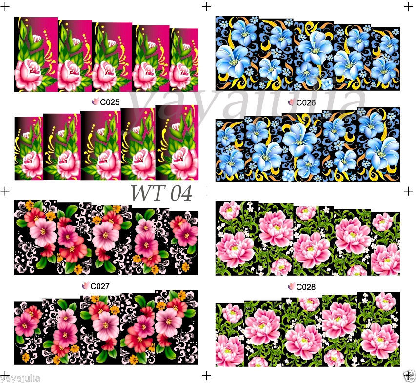 20 sets Full Coverage Water Slide Transfer Decal Colorful Spring Design Nail Art