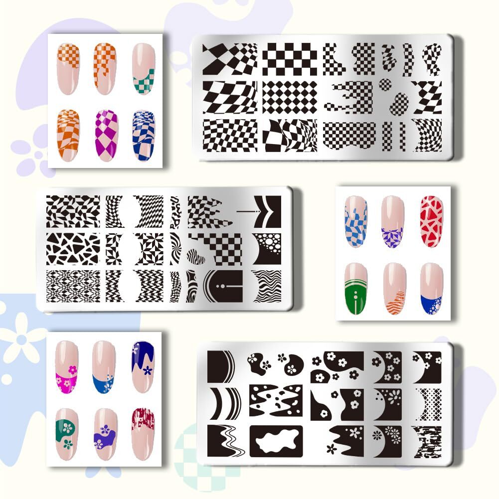 Nail Stamping Template Kit Fingernails Stencil Stamper Scraper Manicure Tool