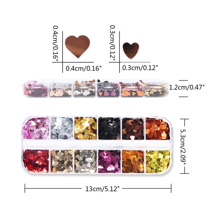Metallic Love Heart Glitter Sequins Flakes Resin UV Epoxy Mold Fillings Decor