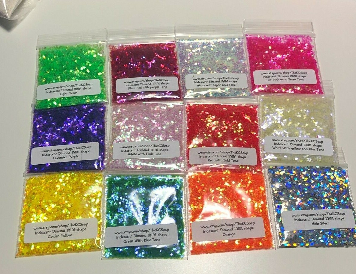 Iridescent Glitter Diamond 1MM Snow White pink blue sheen Nail Art US seller