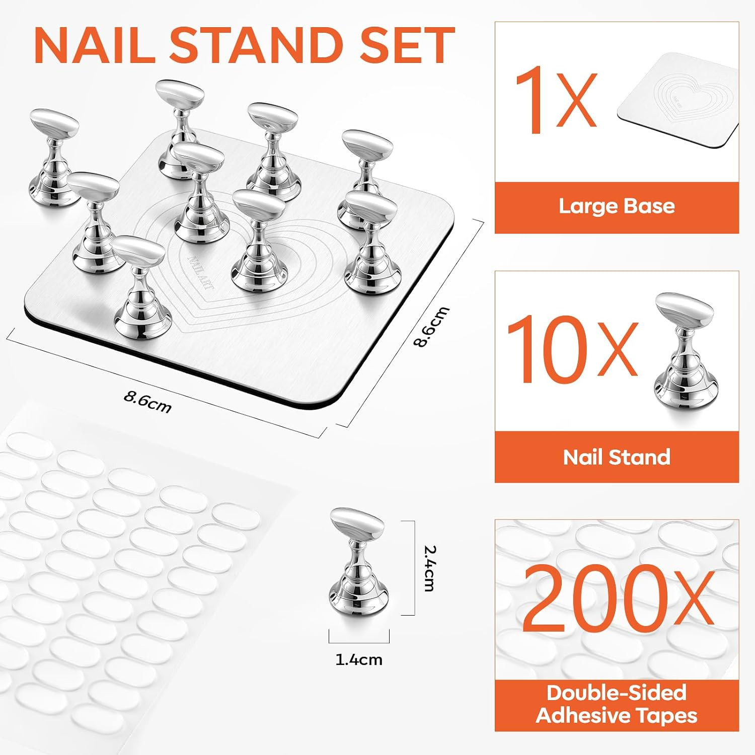 Strong Magnetic Nail Stand: Press-On Nail Holder with Metal Base | Holds 12 Tips