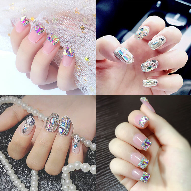 100pcs Nail Art Rhinestones Glitter Diamond Crystal Gems 3D Tips DIY Decoration