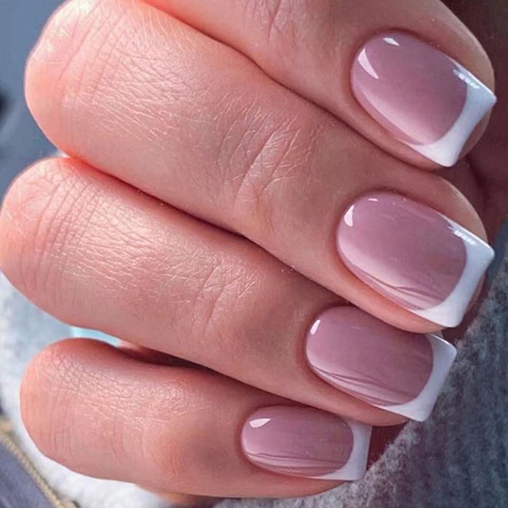Uñas postizas decoradas Acrílicas Falsas 24pack French Natural Look