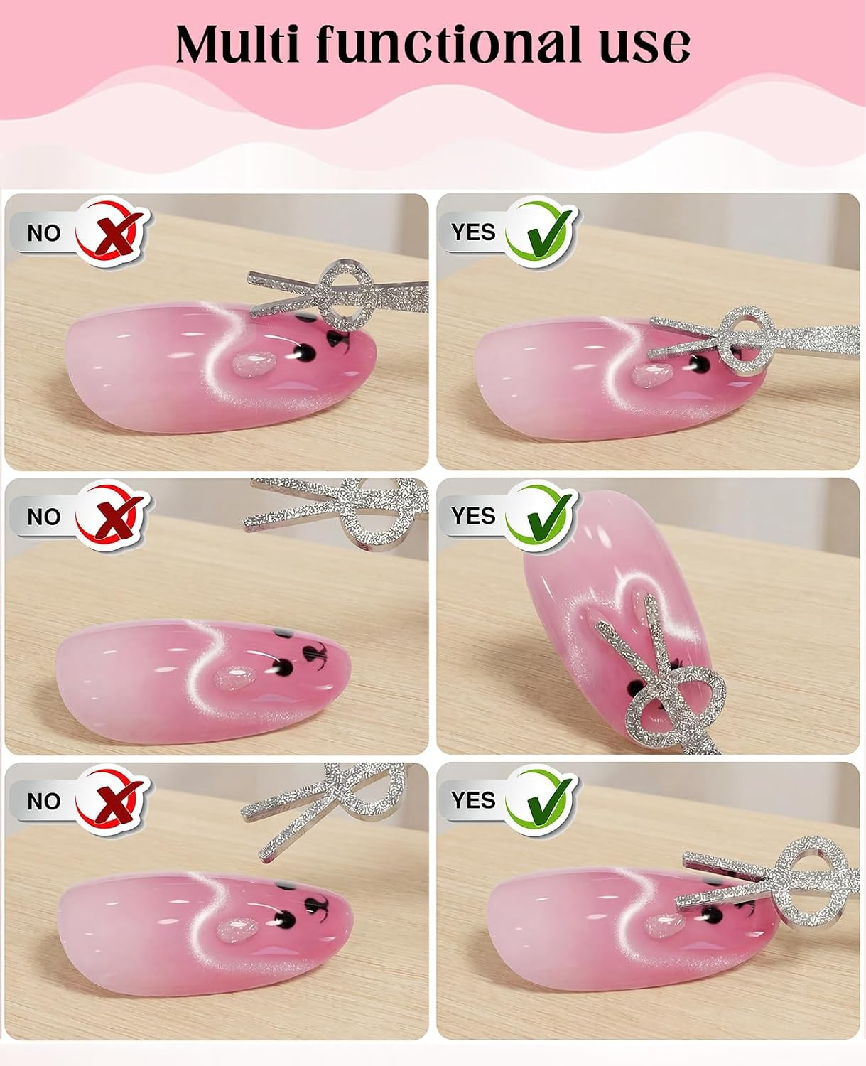 15 PCS Double-Head Heart Cat Eye Magnet for Nail, Multifunctional Flower Nail