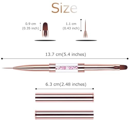 1Pcs Dual-ended Nail Design Brushes Rhinestone Handle Nail Art Liner Brush UV