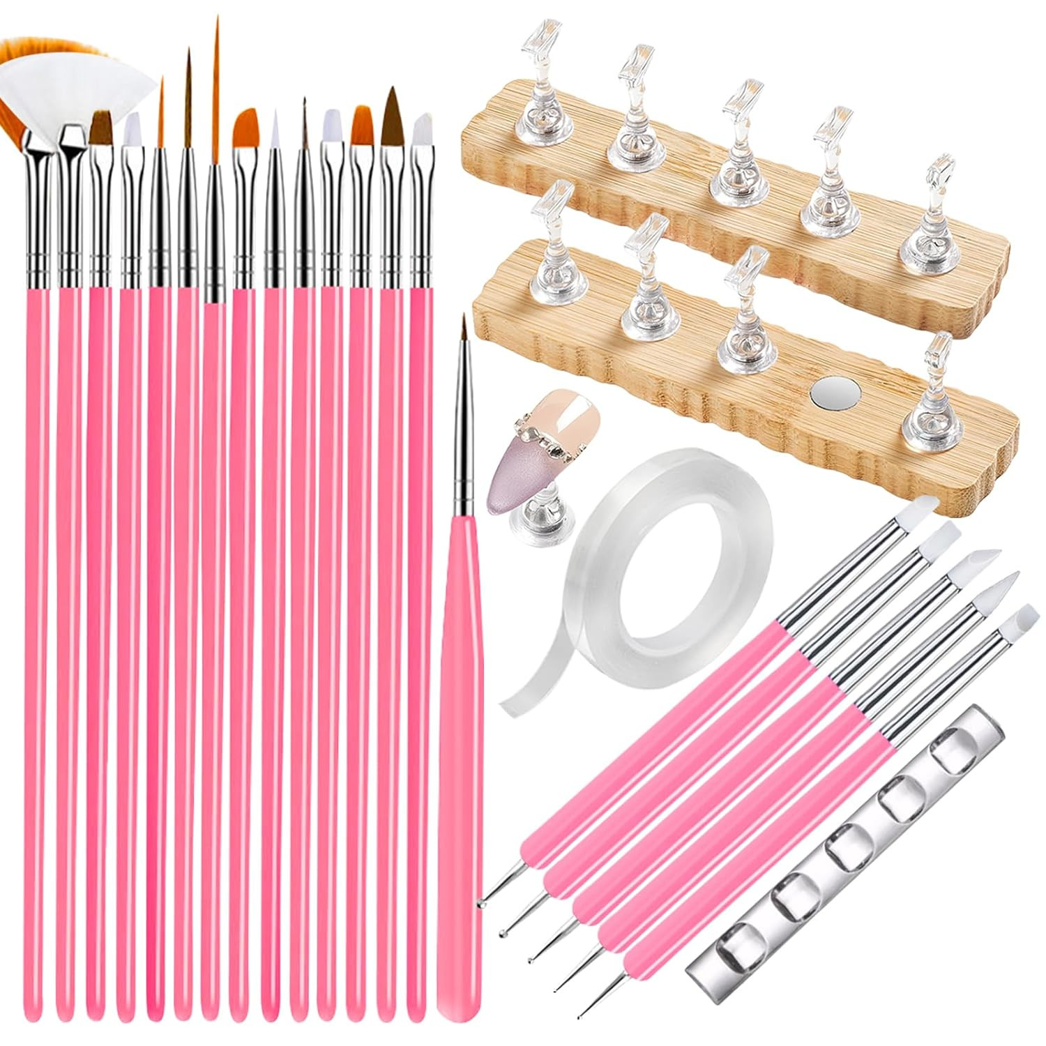 Nail Stand for Press on with Nail Art Brushes Nail Holder for Painting Practice