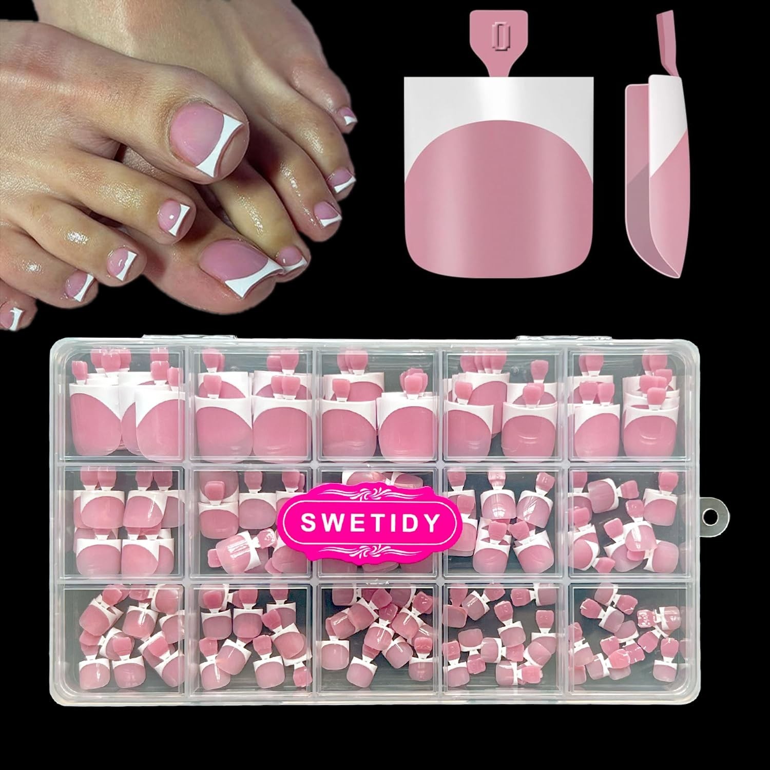 Chic DIY Berry Pink Soft Gel Press On Toenails – 21+ Days of Glamour, 150 Tips