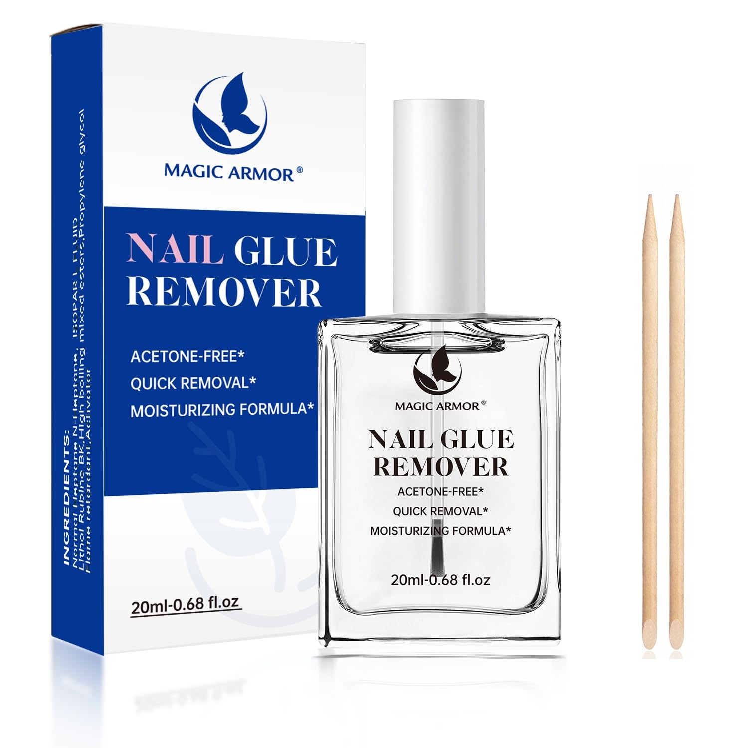 Nail Glue Remover for Press On Nails 20ml, Non-Acetone 0.68 Fl Oz (Pack of 1)