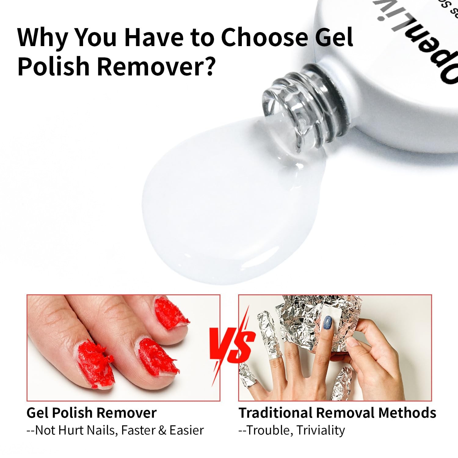 OPENLIVE 2 Bottles of 10ml Nail Gel Quick Remover, 0.17 Fl Oz (Pack 2), 3A