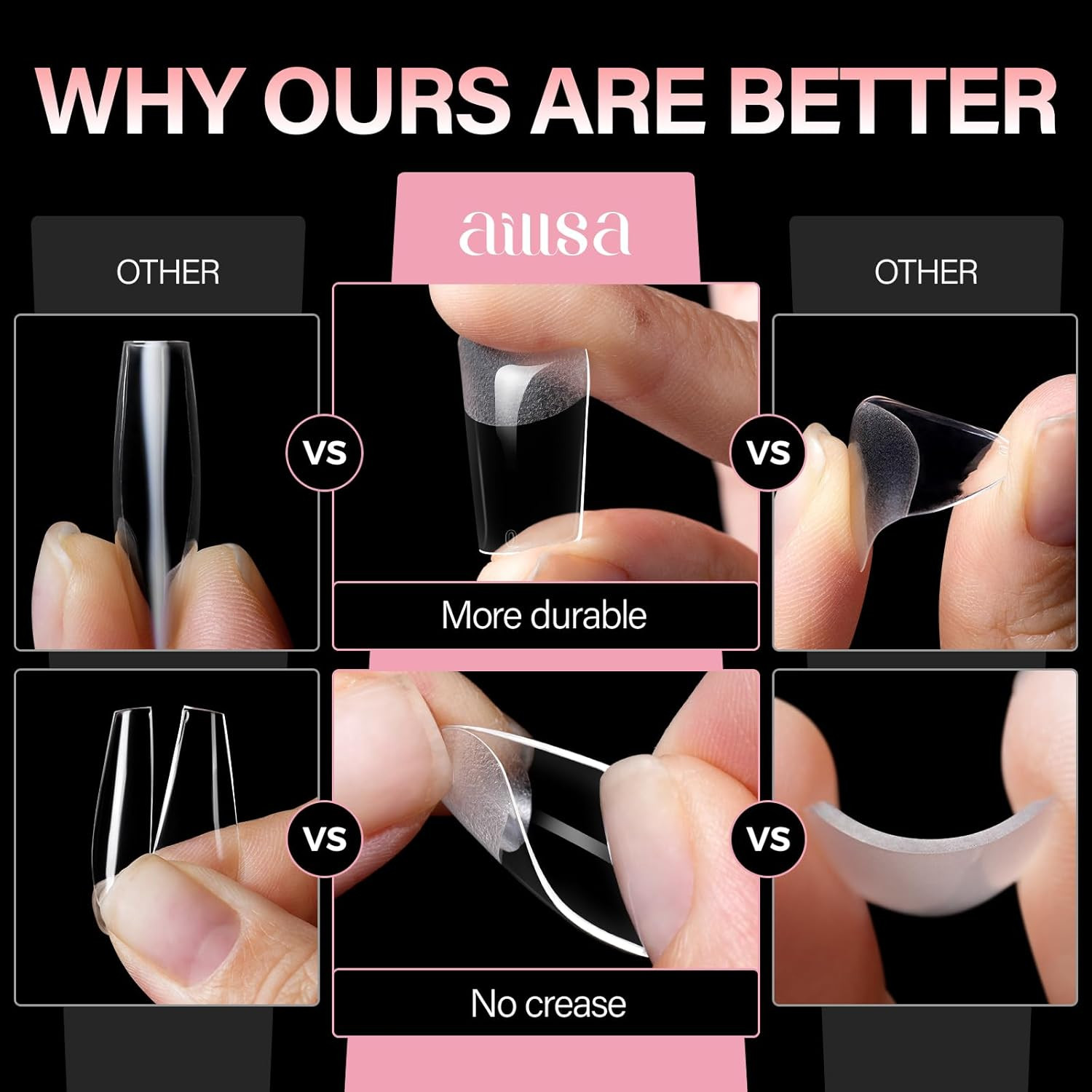 Medium Square Nail Tips – Full Cover Half Matte Nail Tips 120Pcs Pre-Filed Nails