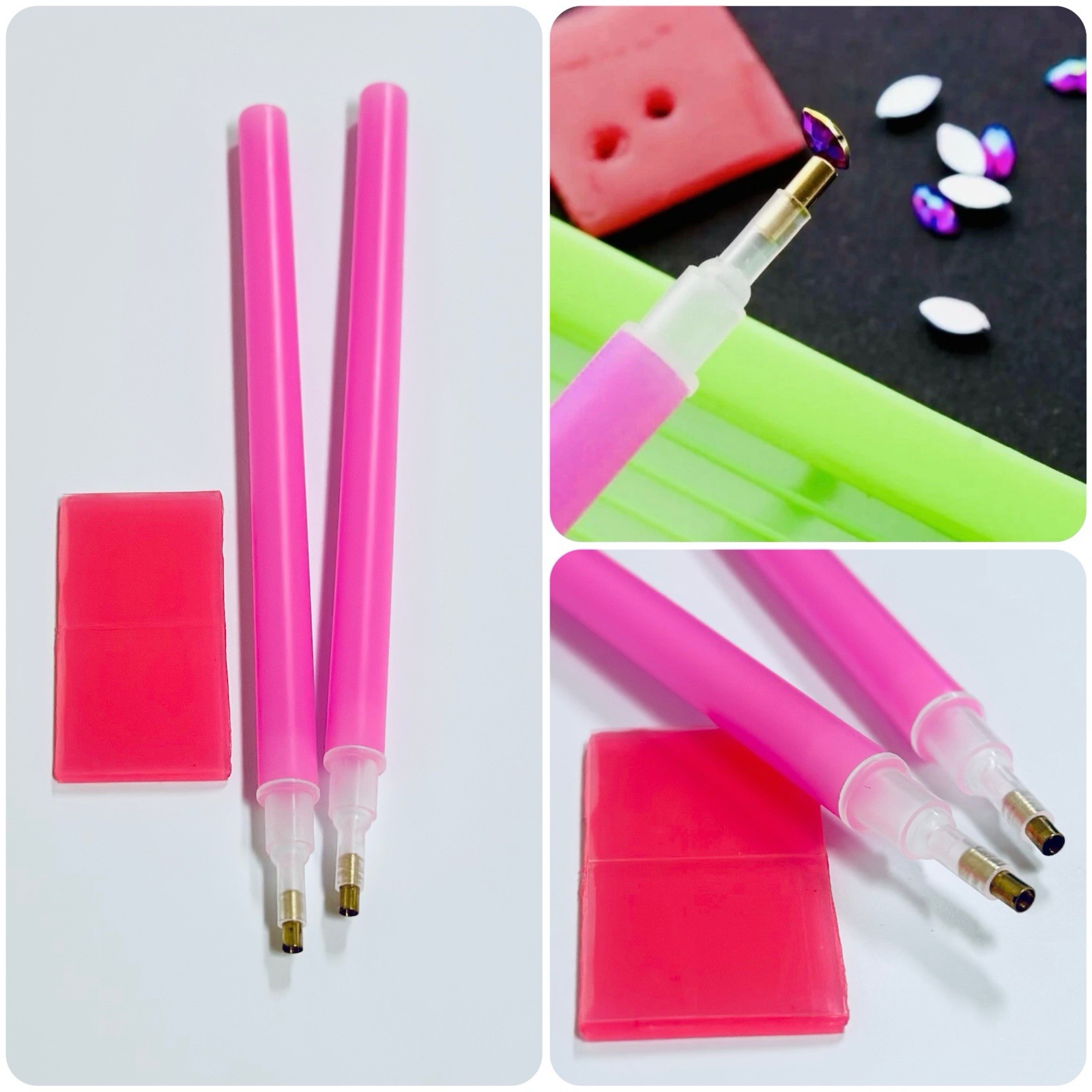 2pc Rhinestones Crystal Picker Pen Tool Set Picking Up Pen Picker Pencil & Gels