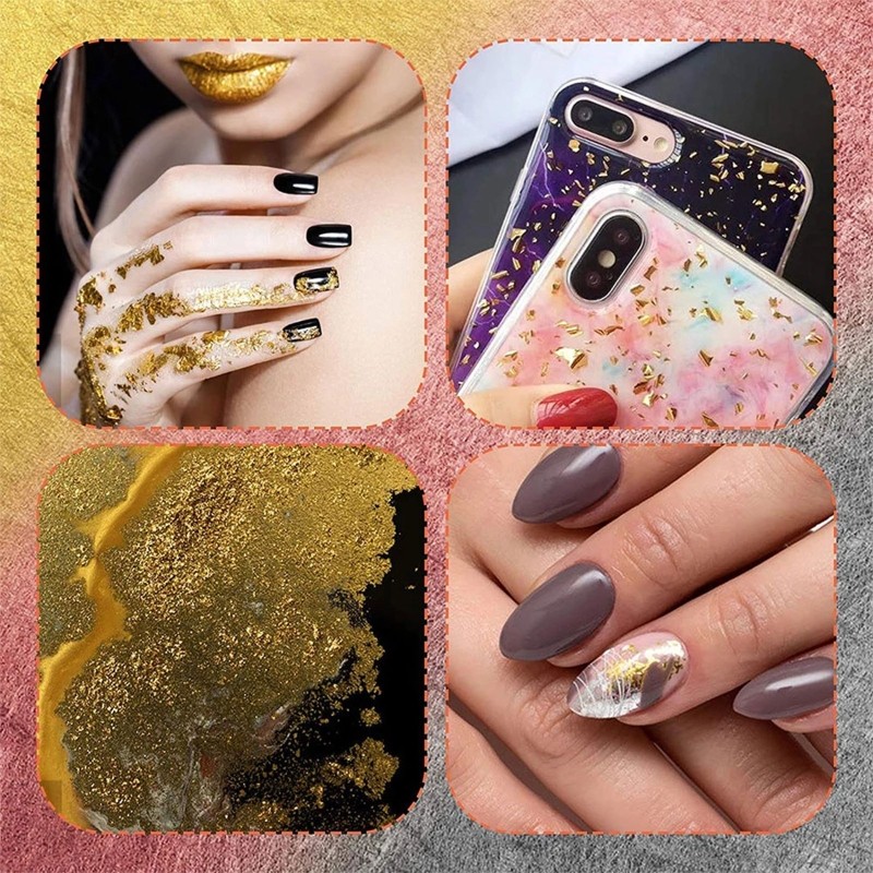 Dazzling Golden Flakes Glitter Leaf Sheets for Projects and Artistic Creation