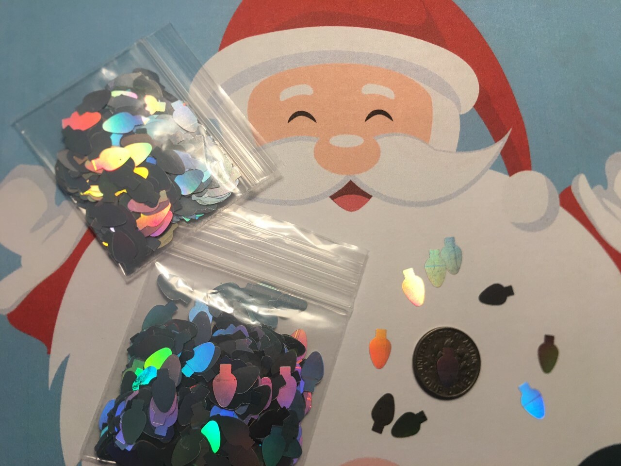 HOLO CHRISTMAS Light Blub Shape (Silver) Glitter 10mm Nail Art Face CraftsDIY-US
