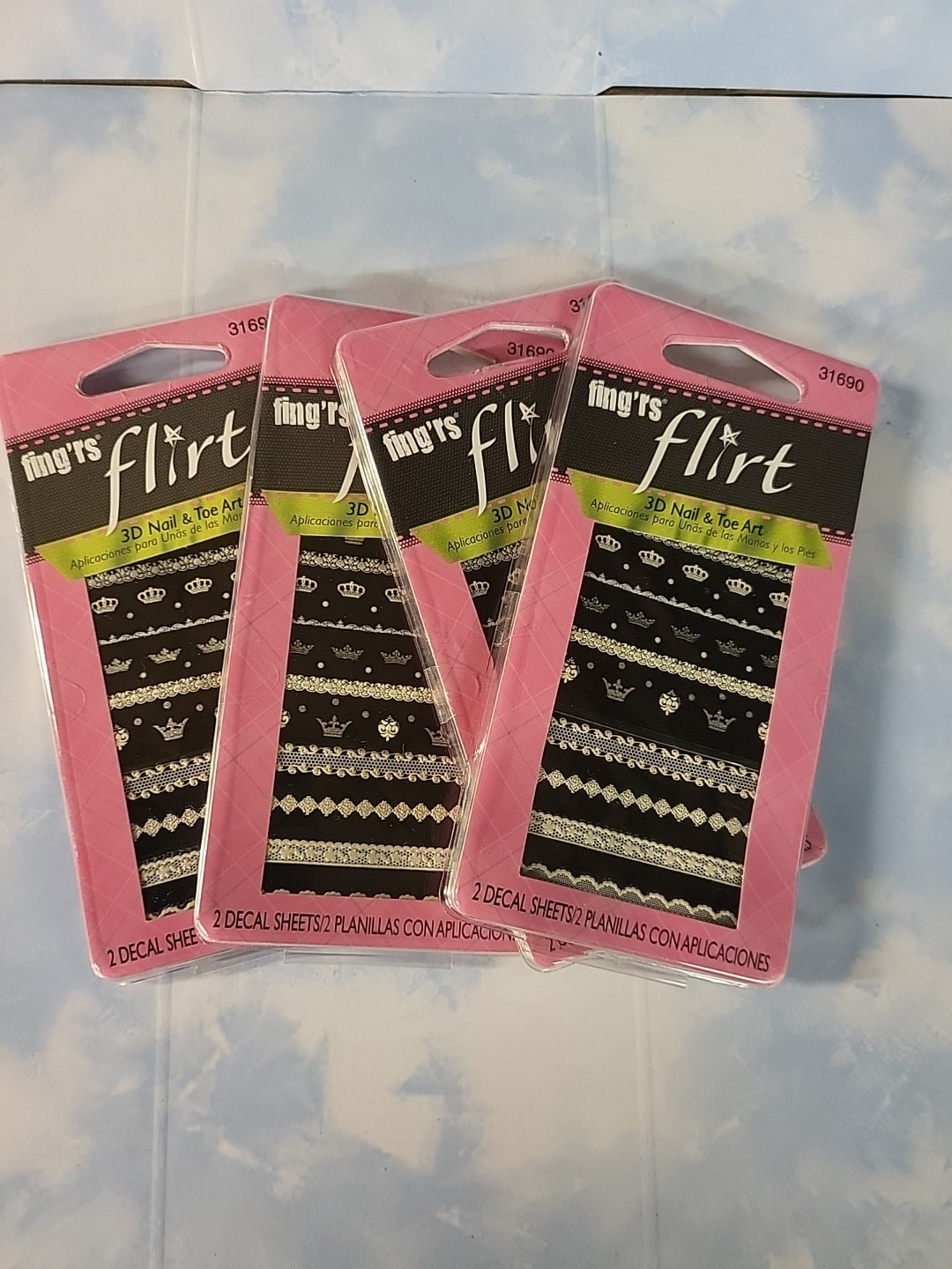 4 Packs Of Fing’rs Flirt 3D Nail & Toe Art Decals #31690
