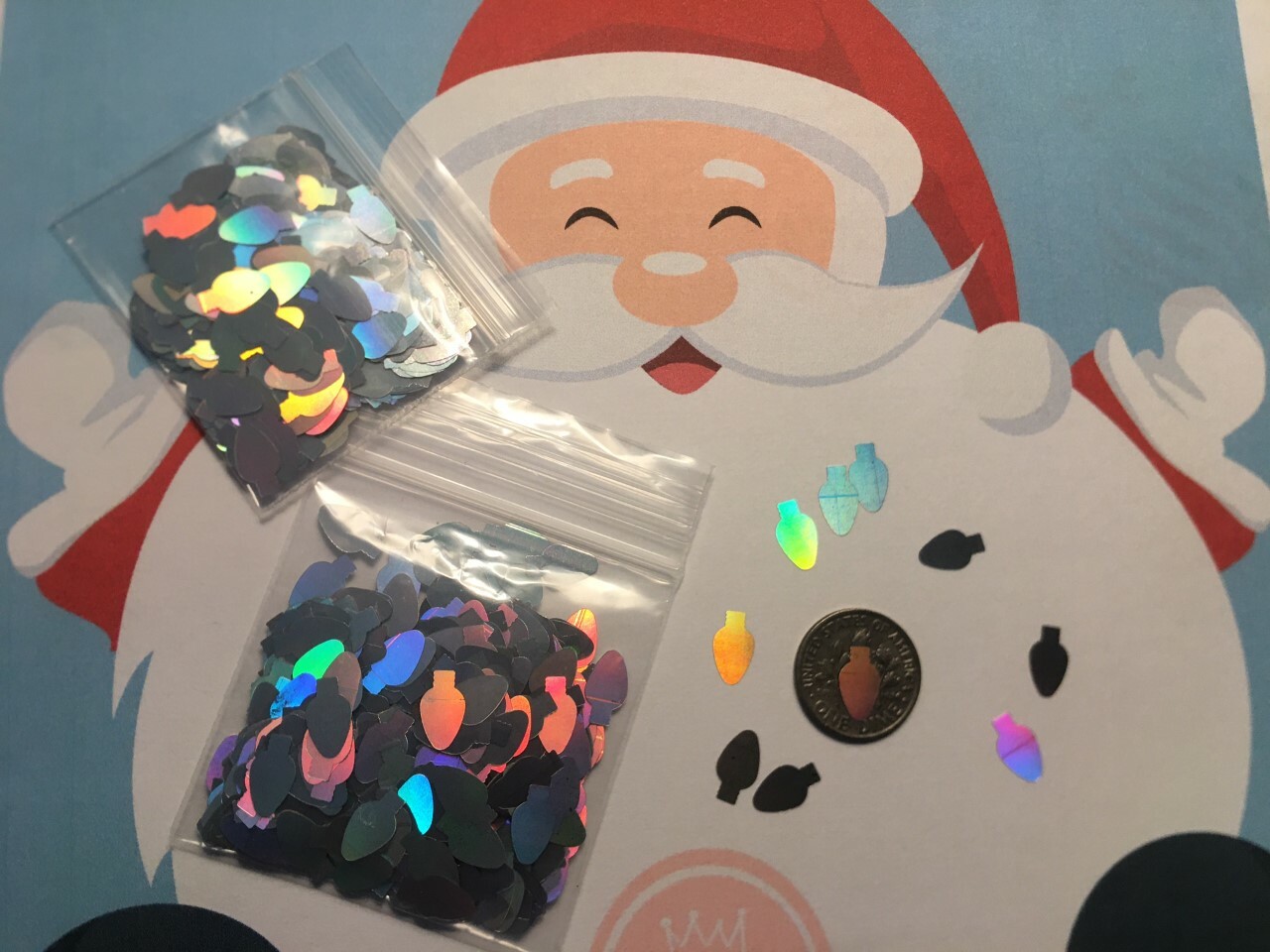 HOLO CHRISTMAS Light Blub Shape (Silver) Glitter 10mm Nail Art Face CraftsDIY-US