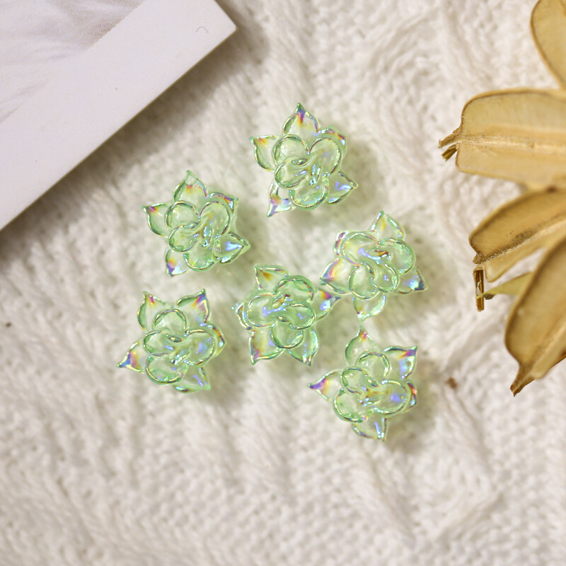 10pc 3D New AB Aurora Flower Nail Art Decorations Resin Lotus Design Accessories
