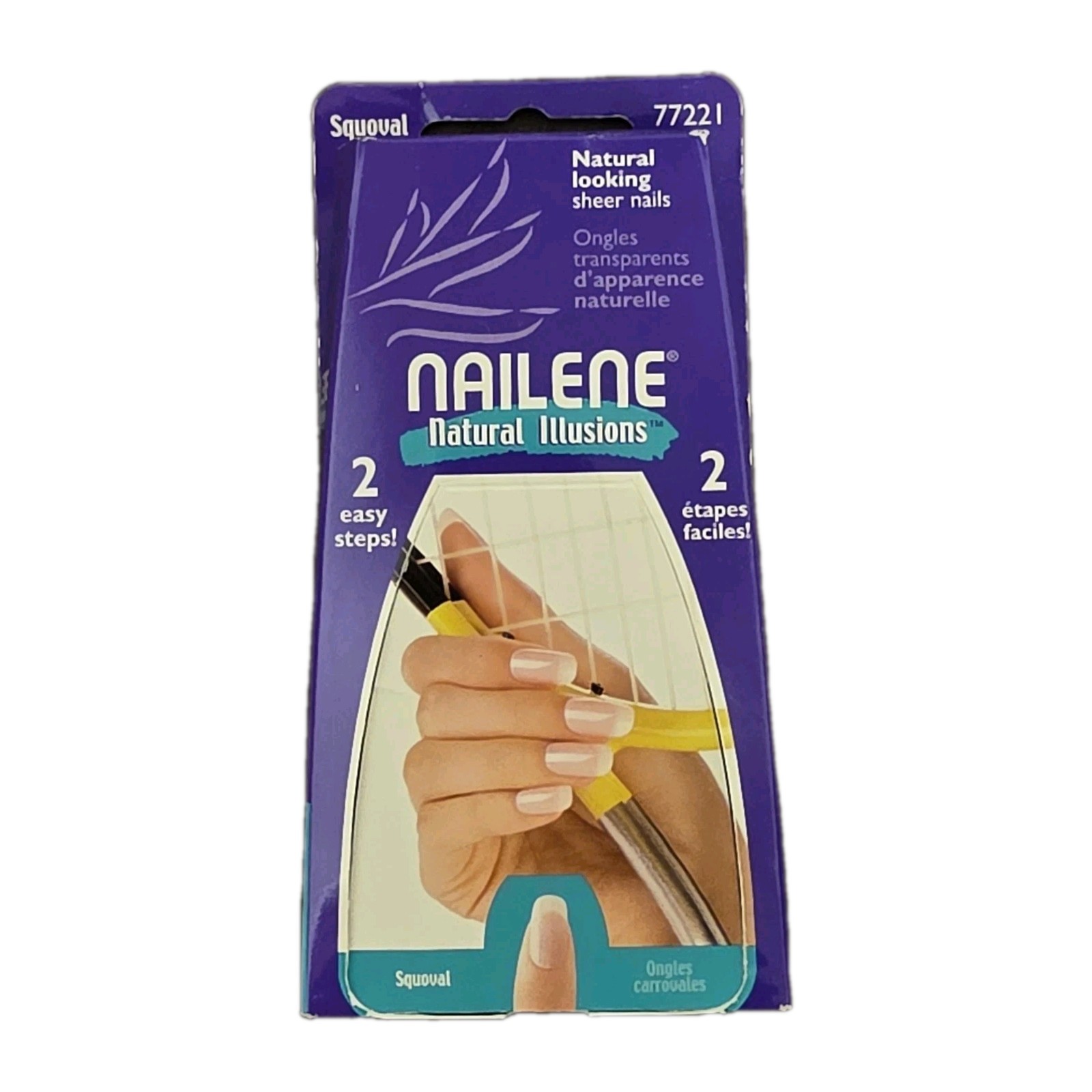 2 Pack NEW 48 Each NAILENE Medium Square & Squoval Tips w/ Glue 77220/77221