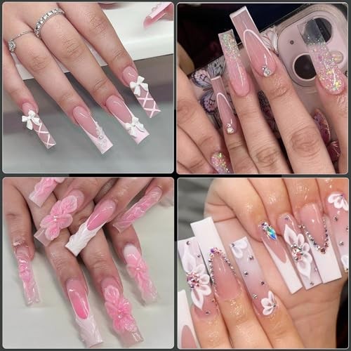 504PCS 3XL Square Nail Tips No C Curve, Extra Long Straight Square Half Cover