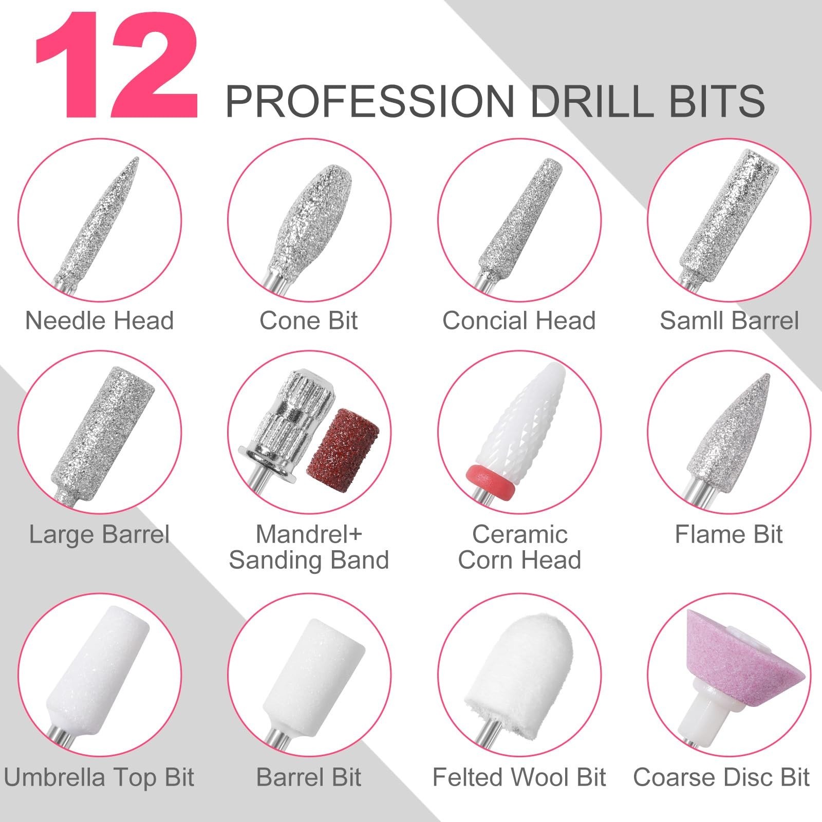 MEKK Nail Drill Kit,35000RPM Electric Nail Drill Professional Electric Nail F…